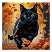 Fantasy Niedlich Vivid Black Jumping Cat Poster (Vorderseite)
