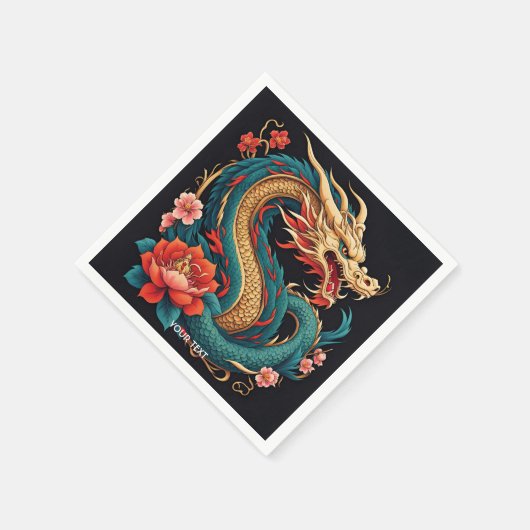 Fantasy Niedlich Vivid Blue Yellow Dragon Serviette (Ecke)