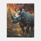 Fantasy Niedlich Vivid Blume Majestic Rhino Fleecedecke (Vorderseite)