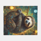 Fantasy Niedlich Vivid Blume Majestic Sloth Fleecedecke (Vorderseite (Horizontal))