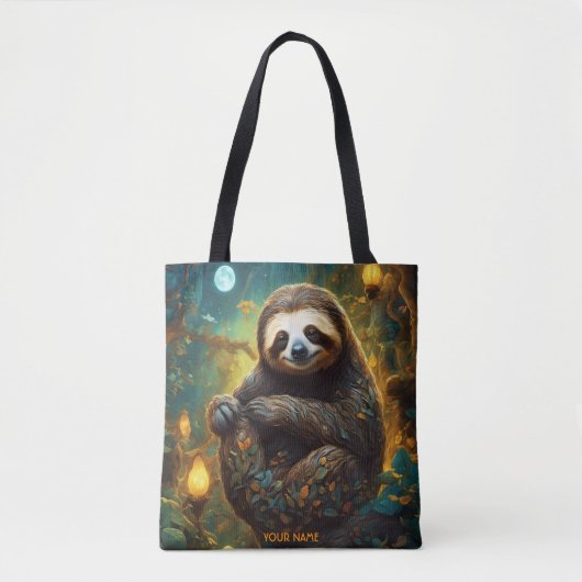 Fantasy Niedlich Vivid Blume Majestic Sloth Tasche (Vorderseite)