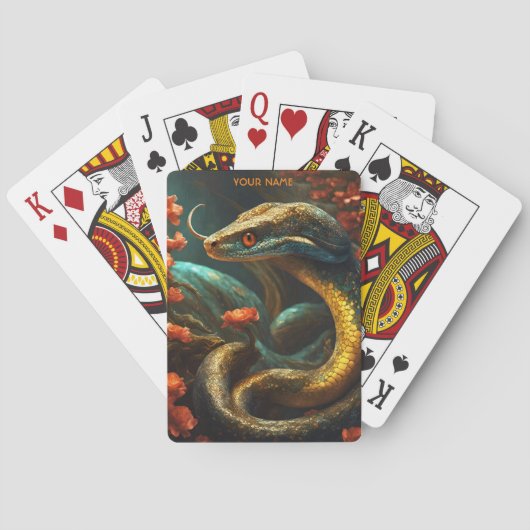 Fantasy Niedlich Vivid Blume Mamba Serpent Spielkarten (Rückseite)
