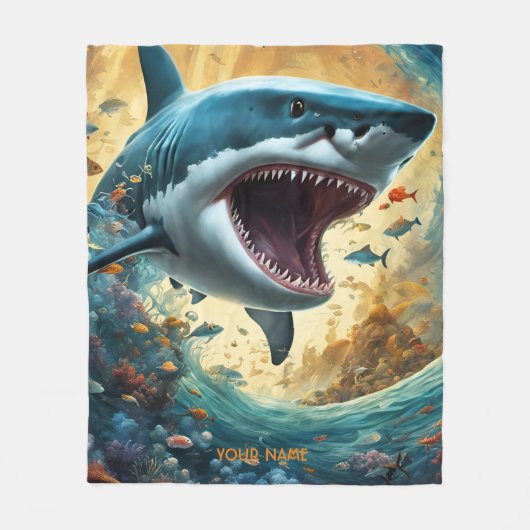 Fantasy Niedlich Vivid Blume Shark Wave Fleecedecke (Vorderseite)