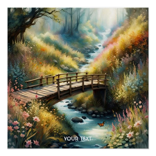 Fantasy Niedlich Vivid Bridge Morning River Poster (Vorderseite)
