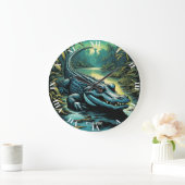 Fantasy Niedlich Vivid Cartoon Alligator Forest Große Wanduhr (Zuhause)