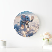 Fantasy Niedlich Vivid Cloud Elephant Sky Große Wanduhr (Zuhause)