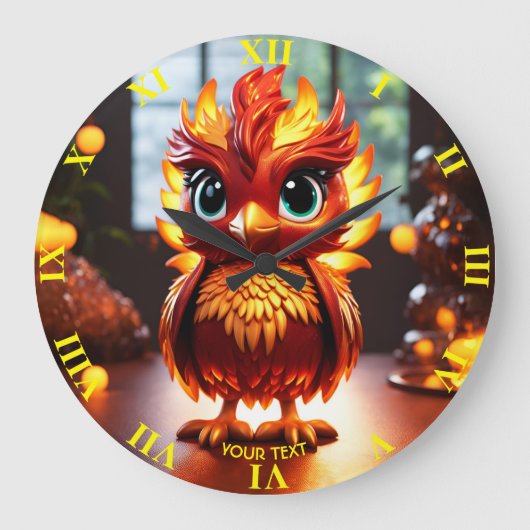 Fantasy Niedlich Vivid Cool Baby Phoenix Große Wanduhr (Vorderseite)