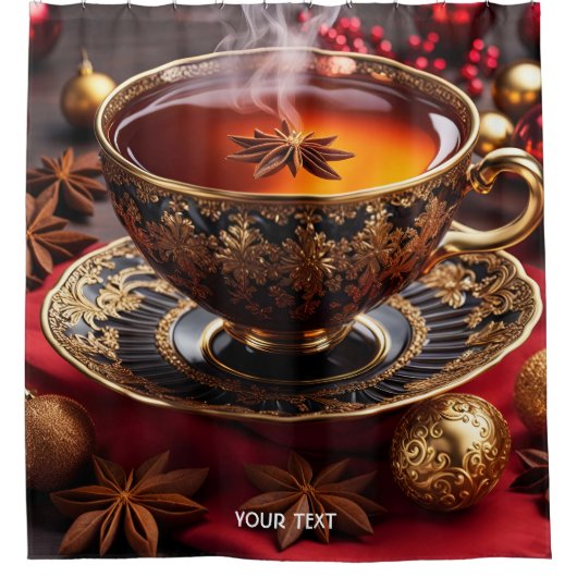 Fantasy Niedlich Vivid Cup Tee Weihnachten Duschvorhang (Vorderseite)