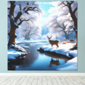 Fantasy Niedlich Vivid Deer Winter River Leinwanddruck (Insitu (Holzboden))
