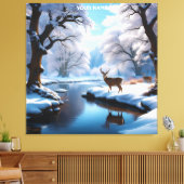 Fantasy Niedlich Vivid Deer Winter River Leinwanddruck (Insitu (Wohnzimmer))