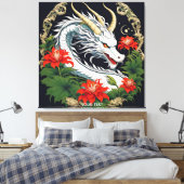 Fantasy Niedlich Vivid Dragon Blume Blätter Leinwanddruck (Insitu (Schlafzimmer))