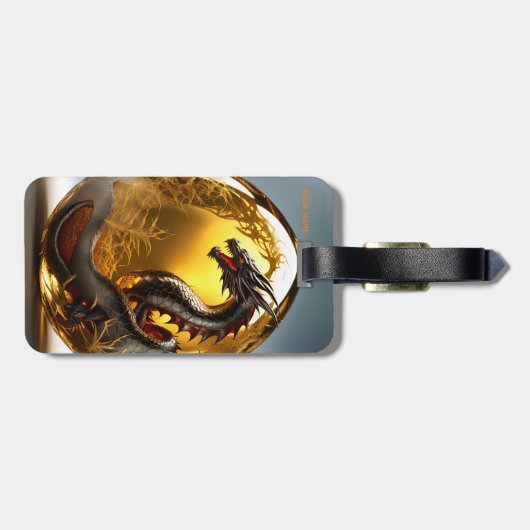 Fantasy Niedlich Vivid Dragon Glass Egg Gepäckanhänger (Rückseite horizontal)