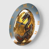 Fantasy Niedlich Vivid Dragon Glass Egg Große Wanduhr (Winkel)