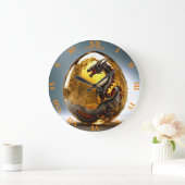 Fantasy Niedlich Vivid Dragon Glass Egg Große Wanduhr (Zuhause)
