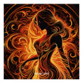 Fantasy Niedlich Vivid Fire Girl Flammen Poster (Vorderseite)