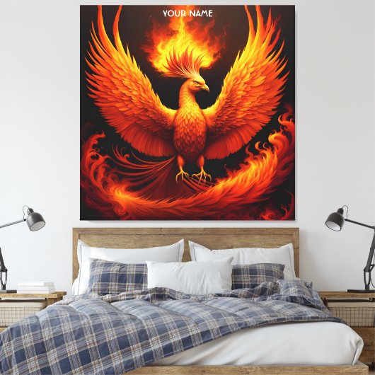 Fantasy Niedlich Vivid Flames Phoenix Bird Leinwanddruck (Insitu (Schlafzimmer))