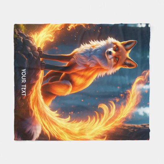Fantasy Niedlich Vivid Fox Fire Forest Fleecedecke (Vorderseite (Horizontal))