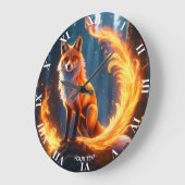 Fantasy Niedlich Vivid Fox Fire Forest Große Wanduhr (Winkel)