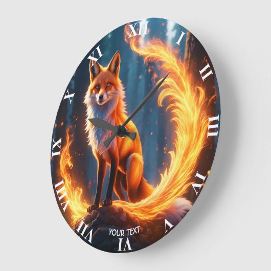 Fantasy Niedlich Vivid Fox Fire Forest Große Wanduhr (Winkel)