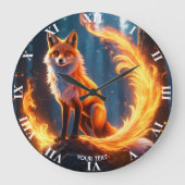 Fantasy Niedlich Vivid Fox Fire Forest Große Wanduhr (Vorderseite)