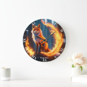 Fantasy Niedlich Vivid Fox Fire Forest Große Wanduhr (Zuhause)