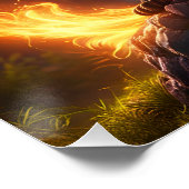 Fantasy Niedlich Vivid Fox Fire Forest Poster (Ecke)