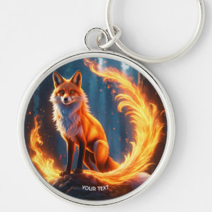 Fantasy Niedlich Vivid Fox Fire Forest Schlüsselanhänger