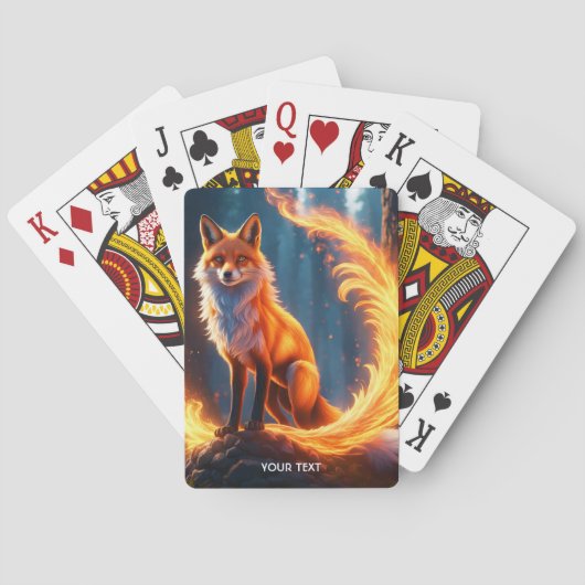 Fantasy Niedlich Vivid Fox Fire Forest Spielkarten (Rückseite)