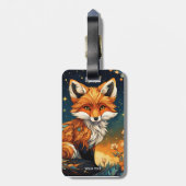 Fantasy Niedlich Vivid Fox Night Blume Gepäckanhänger (Rückseite vertikal)