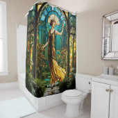 Fantasy Niedlich Vivid gestettet Glas Frau Duschvorhang (Beispiel)