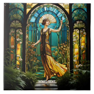 Fantasy Niedlich Vivid gestettet Glas Frau Fliese