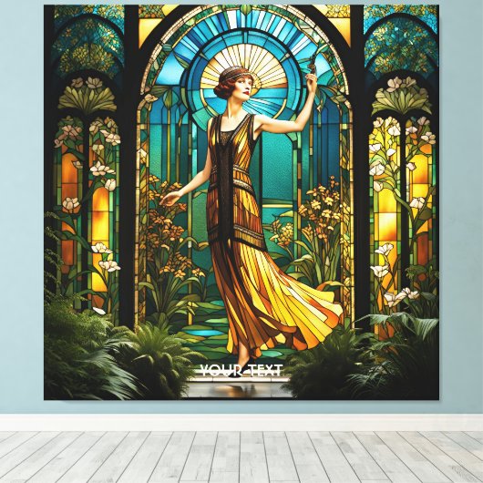 Fantasy Niedlich Vivid gestettet Glas Frau Leinwanddruck (Insitu (Holzboden))