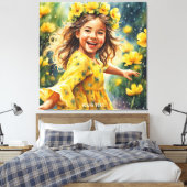 Fantasy Niedlich Vivid Girl Blume Rain Leinwanddruck (Insitu (Schlafzimmer))