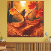 Fantasy Niedlich Vivid Girl Fall Forest Leinwanddruck (Insitu (Wohnzimmer))