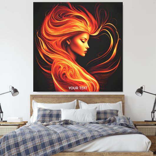 Fantasy Niedlich Vivid Girl Feuer Flammen Leinwanddruck (Insitu (Schlafzimmer))