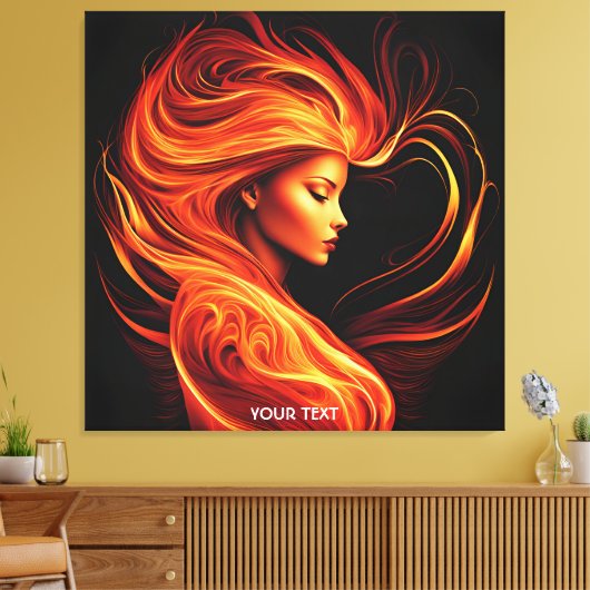 Fantasy Niedlich Vivid Girl Feuer Flammen Leinwanddruck (Insitu (Wohnzimmer))