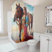 Fantasy Niedlich Vivid Girl Horse Sea Duschvorhang (Beispiel)