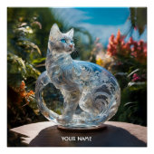 Fantasy Niedlich Vivid Glass Cat Blume Poster (Vorderseite)