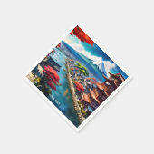 Fantasy Niedlich Vivid Japanisch Seaside Town Serviette (Ecke)