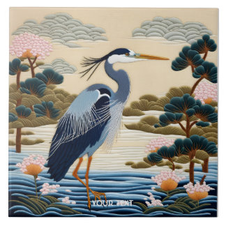 Fantasy Niedlich Vivid Japanischer Heron Blue Fliese