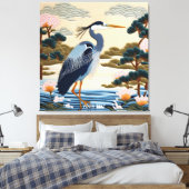 Fantasy Niedlich Vivid Japanischer Heron Blue Leinwanddruck (Insitu (Schlafzimmer))