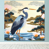 Fantasy Niedlich Vivid Japanischer Heron Blue Leinwanddruck (Insitu (Holzboden))