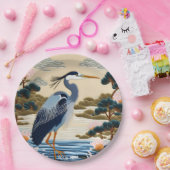 Fantasy Niedlich Vivid Japanischer Heron Blue Pappteller (Party)
