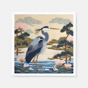 Fantasy Niedlich Vivid Japanischer Heron Blue Serviette
