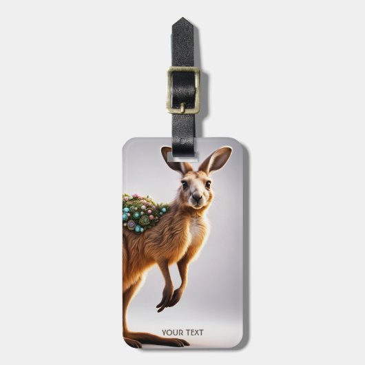 Fantasy Niedlich Vivid Kangaroo Portrait Blume Gepäckanhänger (Vorderseite vertikal)