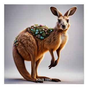 Fantasy Niedlich Vivid Kangaroo Portrait Blume Poster
