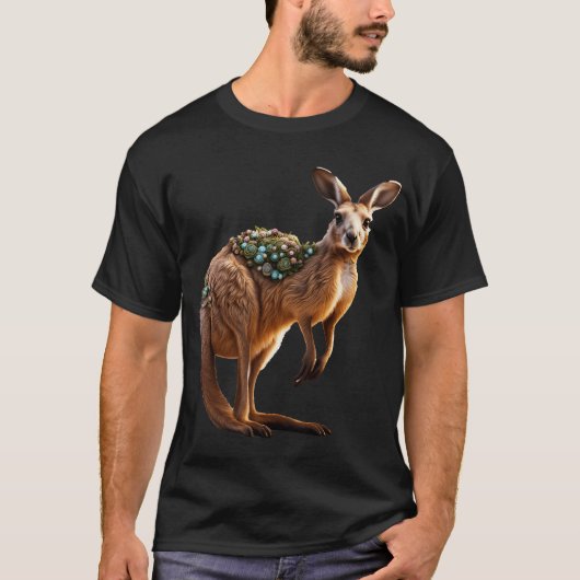 Fantasy Niedlich Vivid Kangaroo Portrait Blume T-Shirt (Vorderseite)