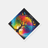 Fantasy Niedlich Vivid Life Tree Regenbogen Serviette (Ecke)