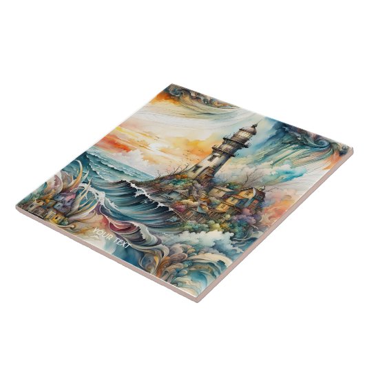 Fantasy Niedlich Vivid Lighthouse Cartoon Storm Fliese (Seite)