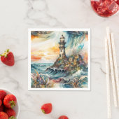 Fantasy Niedlich Vivid Lighthouse Cartoon Storm Serviette (Beispiel)